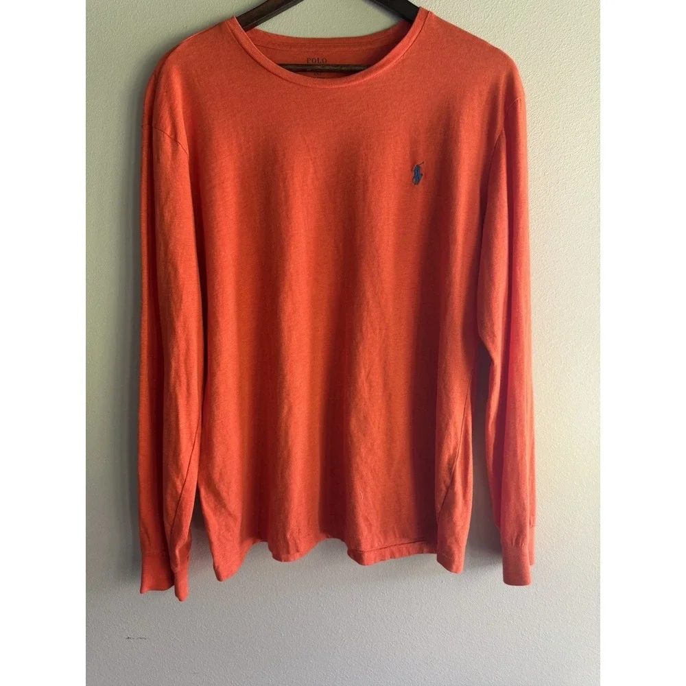 Men's Polo Ralph Lauren Orange‎ Long Sleeve Shirt Size Large
